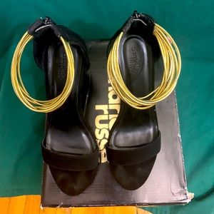 Charlotte Russe Black Suede with gold strap wedges